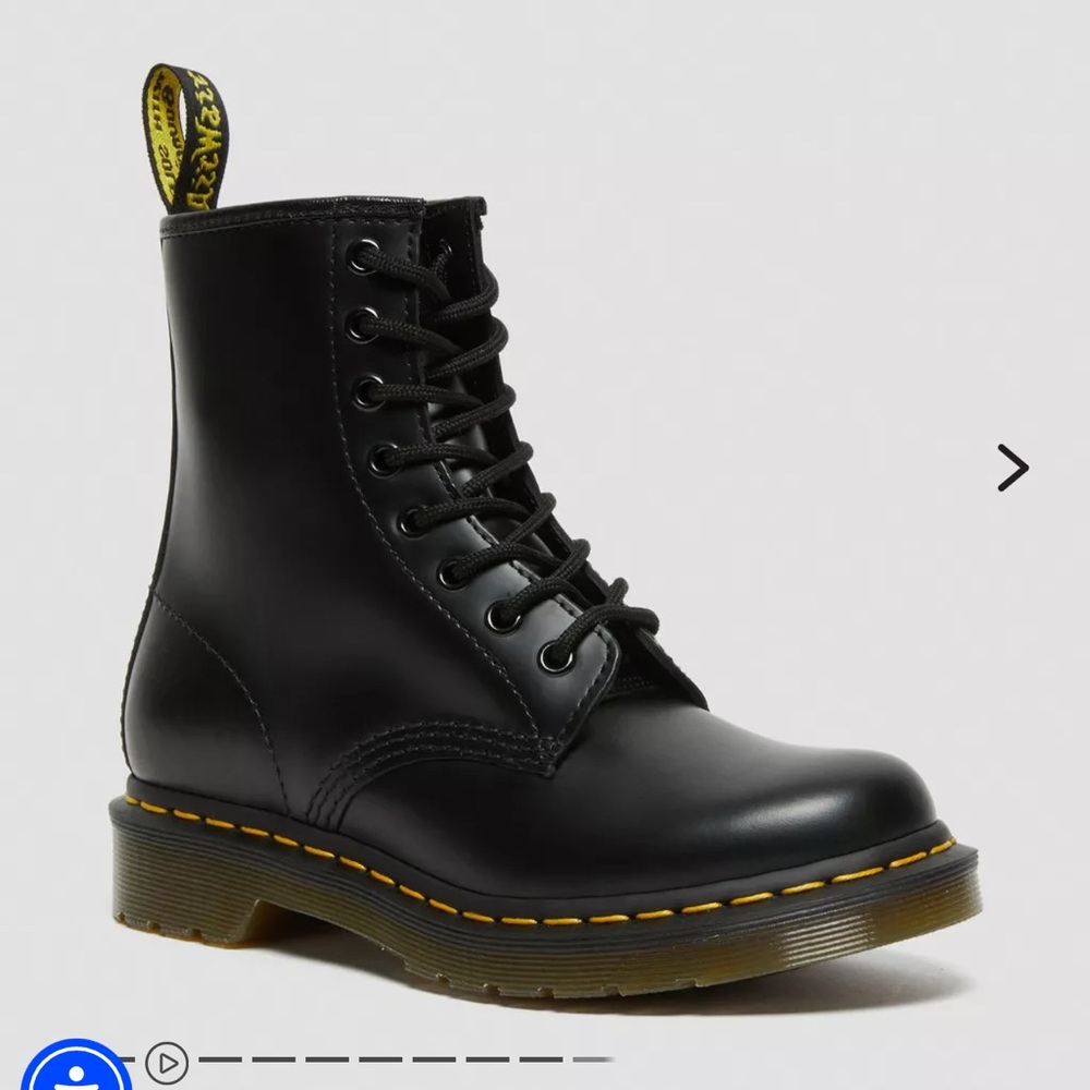 Dr. Martens Black Ankle Boots with Yellow Stitching